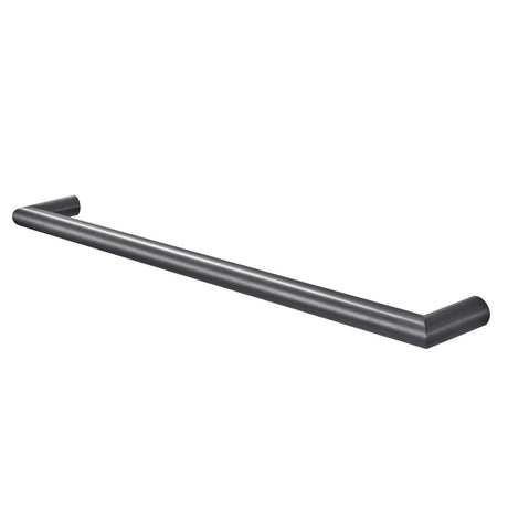 Black metal towel bar on a white background