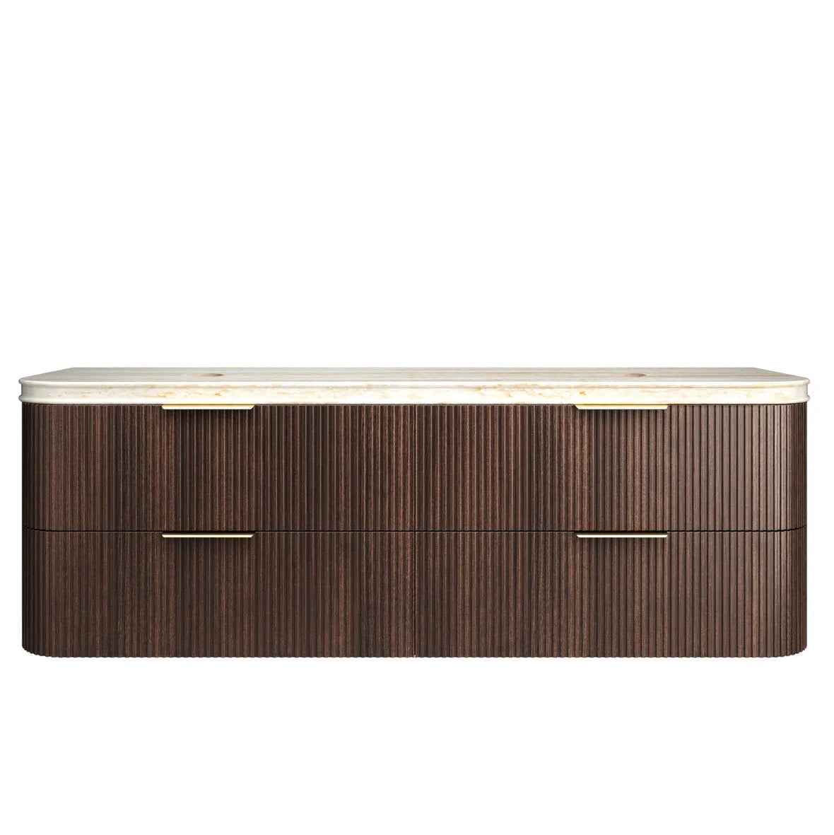 Wooden dresser with marble top on a white background