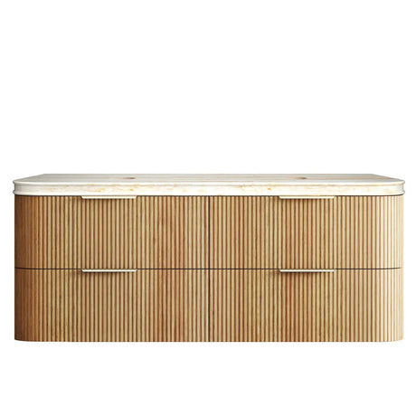 Wicker sideboard with white top on a white background