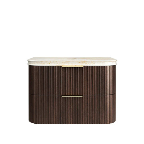 Wooden side table with marble top on a white background