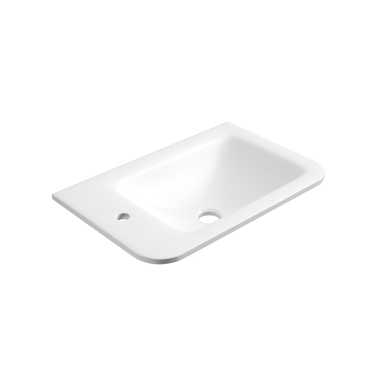 Sintera Curved White Stone Top left side tap hole