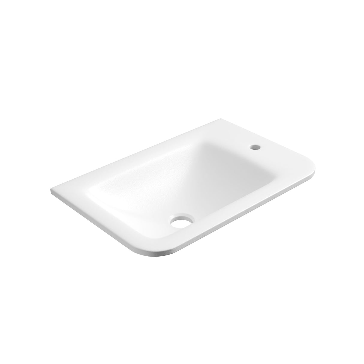 Sintera Curved White Stone Top right side tap hole