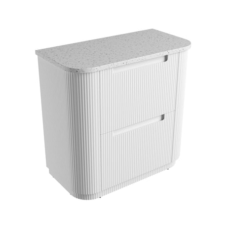 Curva 900mm Matte White Floor Standing Vanity - Curve Fluted