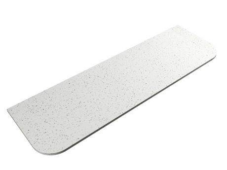 Long rectangular white mat with speckled pattern on a white background