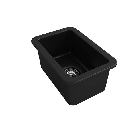 Black kitchen sink on a white background