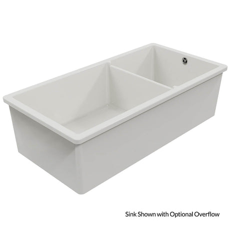 White double-basin kitchen sink on a white background