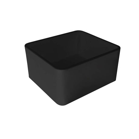 Black rectangular block on a white background