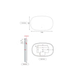 Valmont 1100mm Horizontal LED Mirror - Frameless drawing