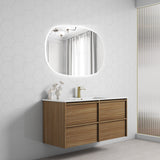 Venetta 1200mm Harvest Oak Wall Hung Vanity - Framed side view