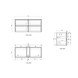 Venetta 1200mm Harvest Oak Wall Hung Vanity - Framed drawing