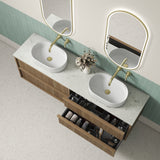 Venetta 1800mm Harvest Oak wall Hung Vanity - Fluted Framed top view