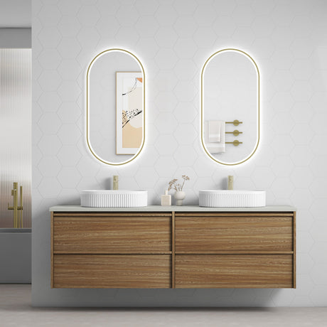 Venetta 1800mm Harvest Oak wall Hung Vanity - Framed front view