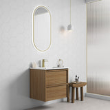 Venetta 600mm Harvest Oak Wall Hung Vanity - Framed side view