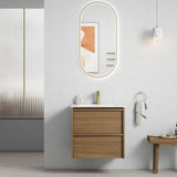 Venetta 600mm Harvest Oak Wall Hung Vanity - Framed front view