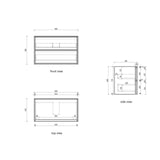 Venetta 900mm Harvest Oak Wall Hung Vanity - Fluted Framed drawing