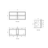 Venetta 1200mm Harvest Oak Wall Hung Vanity - Fluted Framed drawing