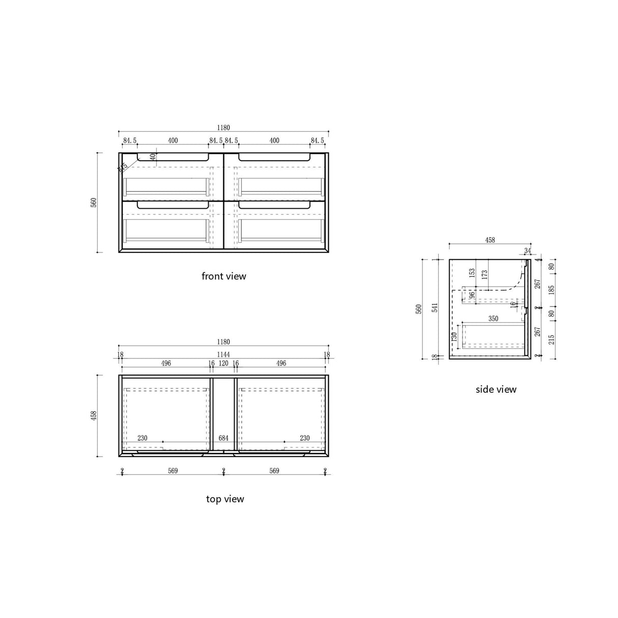 Voulari 1200mm Harvest Oak Wall Hung Vanity - Framed drawing