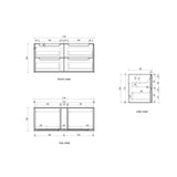Voulari 1200mm Harvest Oak Wall Hung Vanity - Framed drawing