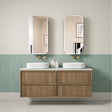 Venetta 1500mm Harvest Oak wall Hung Vanity - Fluted Framed front view