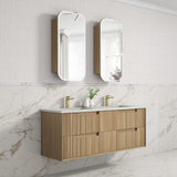 Voulari 1500mm Harvest Oak Wall Hung Vanity - Framed side view