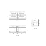 Voulari 1500mm Harvest Oak Wall Hung Vanity - Framed drawing