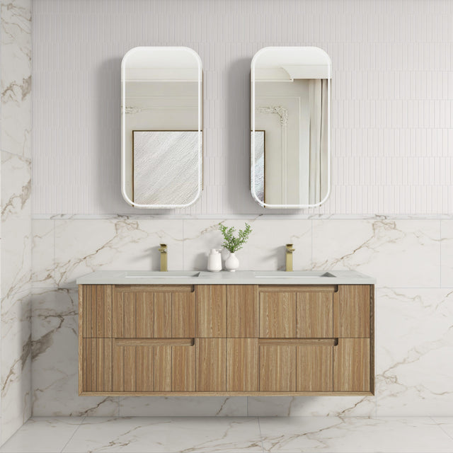 Voulari 1500mm Harvest Oak Wall Hung Vanity - Framed front view