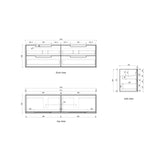 Voulari 1800mm Harvest Oak Wall Hung Vanity - Framed drawing