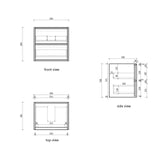 Venetta 600mm Harvest Oak Wall Hung Vanity - Fluted Framed drawing
