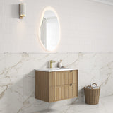 Voulari 750mm Harvest Oak Wall Hung Vanity - Framed side view