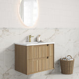 Voulari 750mm Harvest Oak Wall Hung Vanity - Framed side view