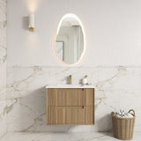 Voulari 750mm Harvest Oak Wall Hung Vanity - Framed front view