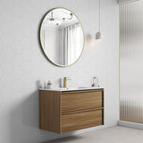 Venetta 900mm Harvest Oak Wall Hung Vanity - Framed side view