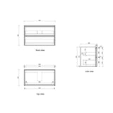 Venetta 900mm Harvest Oak Wall Hung Vanity - Framed drawing