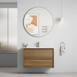 Venetta 900mm Harvest Oak Wall Hung Vanity - Framed front view