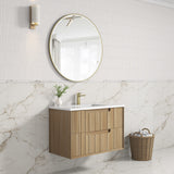 Voulari 900mm Harvest Oak Wall Hung Vanity - Framed side view