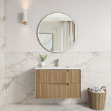 Voulari 900mm Harvest Oak Wall Hung Vanity - Framed front view