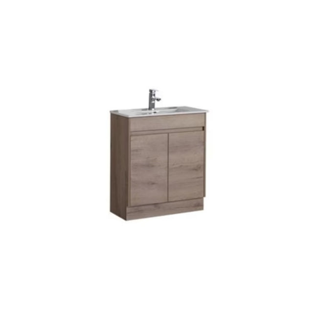 Bathroom 600mm floor standing vanity with sink and faucet on a white background