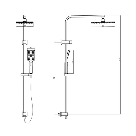 Sanctuary Overhead Shower Hand Rail-Combo - Square Chrome