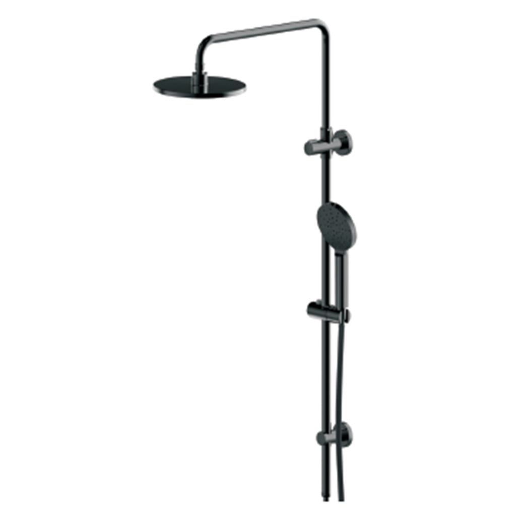 Sanctuary Overhead Shower Hand Rail-Combo - Round Black