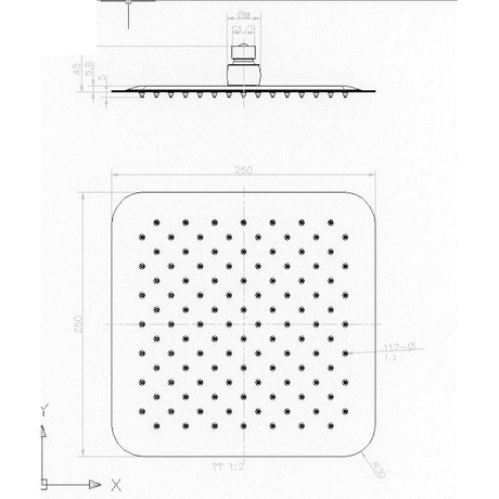 Shower Head (Stainless Steel Square - 250x250)