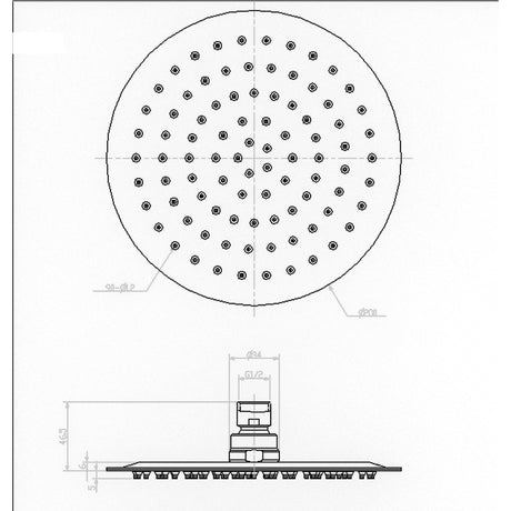 AVA Rain Shower Head - Stainless Steel Round - Dia.200