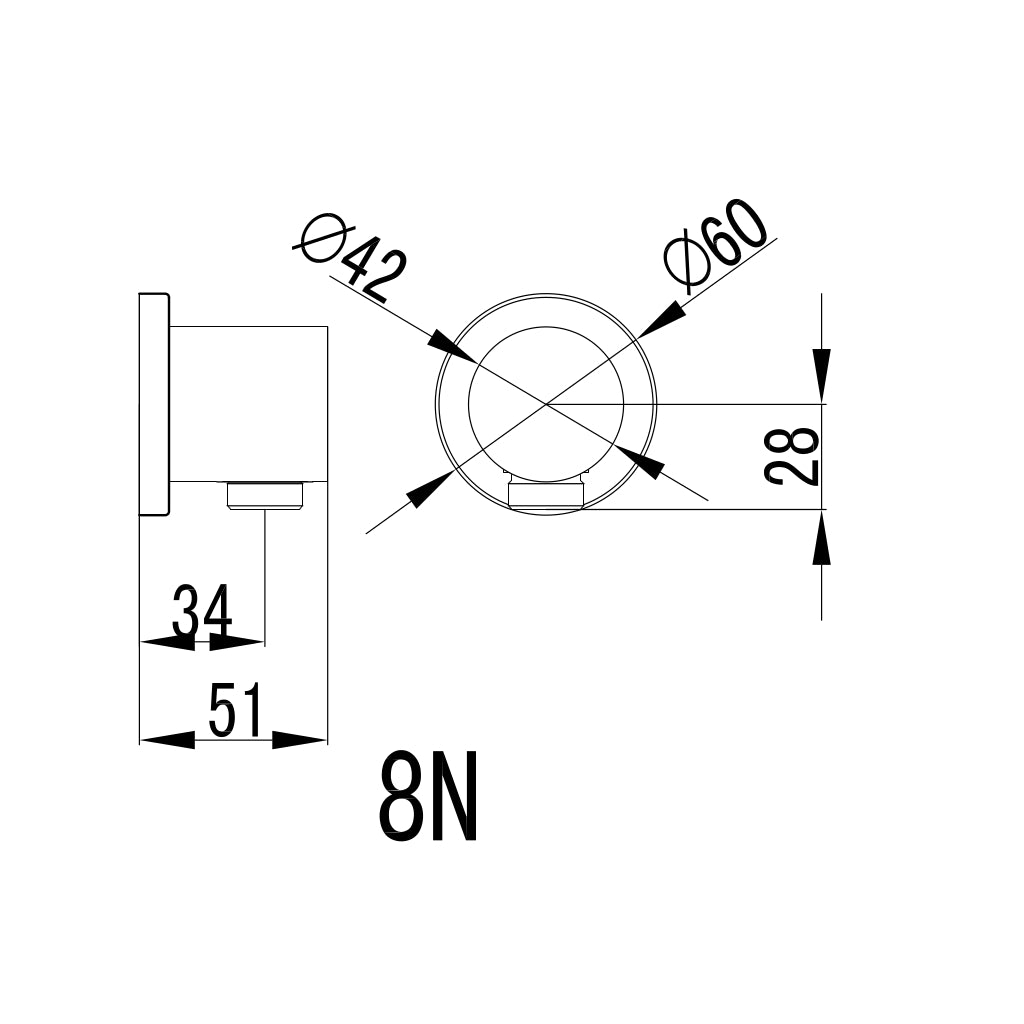 AVA Shower Outlet (Round Chrome)