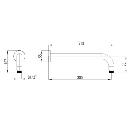 AVA Wall Shower Arm Round