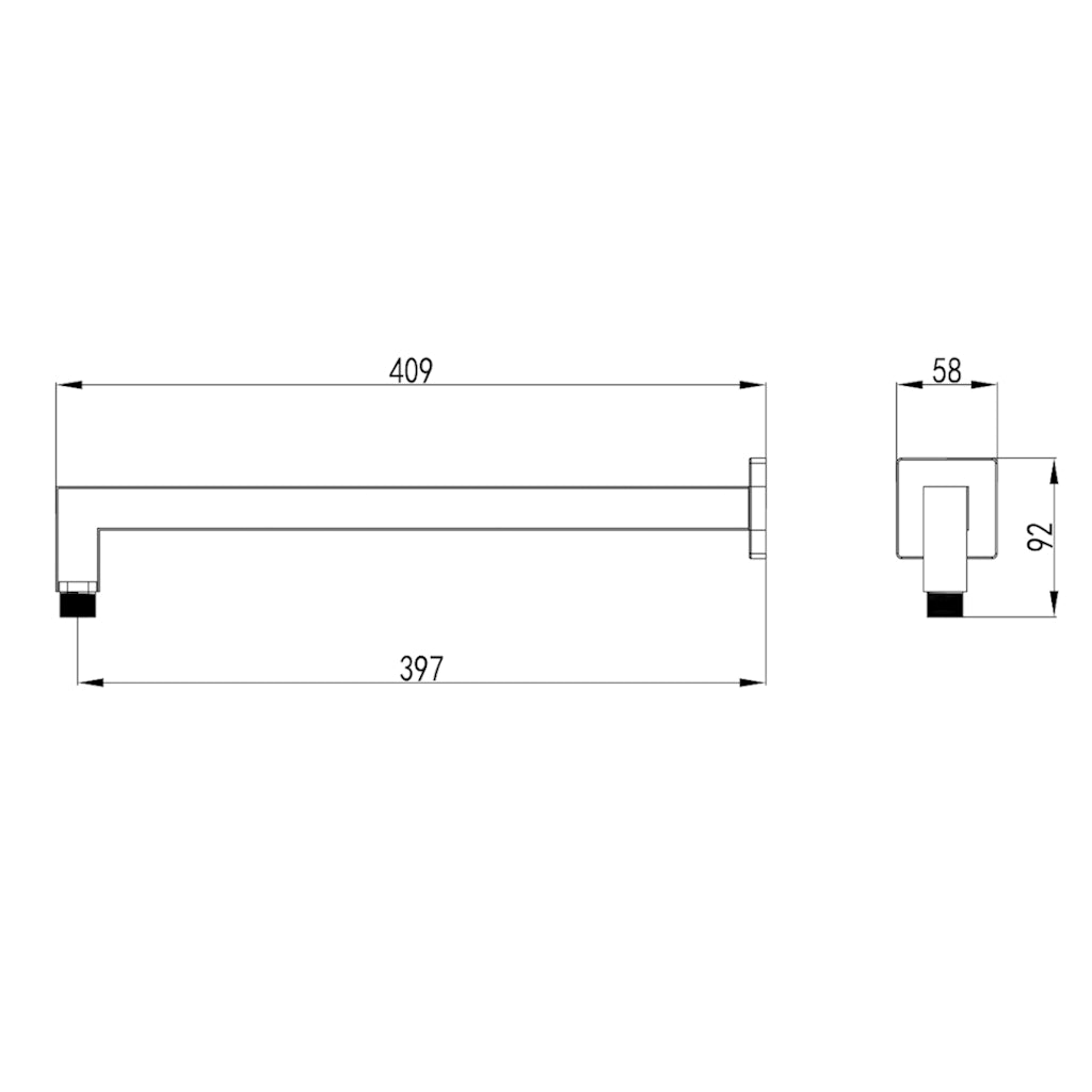 AVA Wall Shower Arm Square