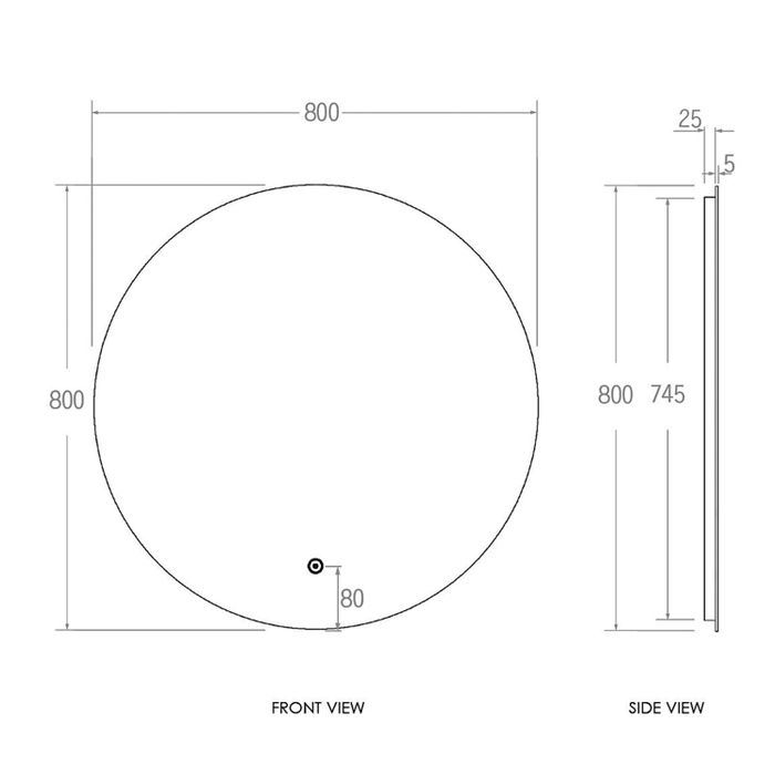 Bondi LED Round Mirror 800mm