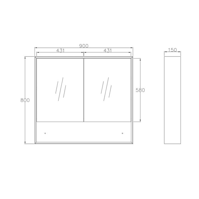 Byron Shaving Cabinet 900mm - Wood Grain Oak