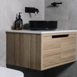 Kaia Wall Hung Vanity 750mm - Light Oak and black basin