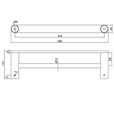 Esperia Double Towel Rail 600mm