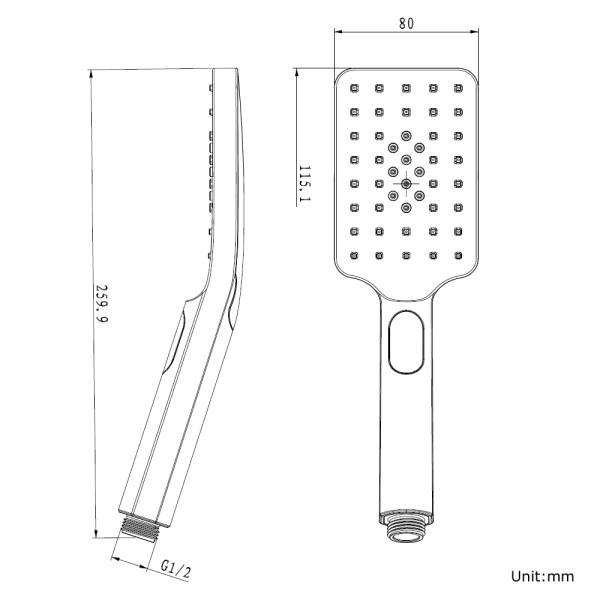 Esperia Square 3 Functions Hand Shower Spray