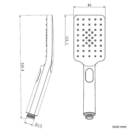 Esperia Square 3 Functions Hand Shower Spray